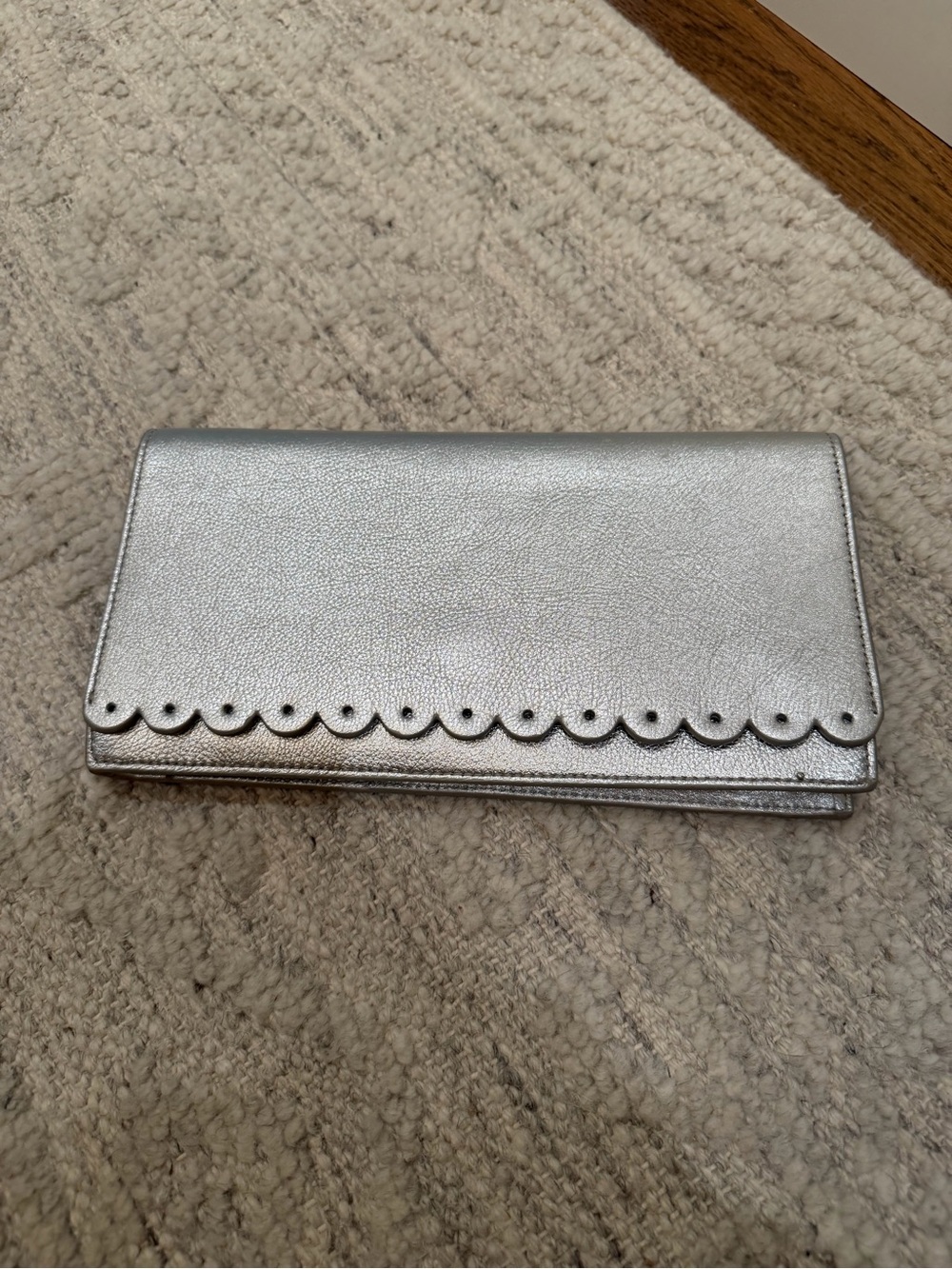 Banana Republic Metallic Silver Scalloped Flap Clutch